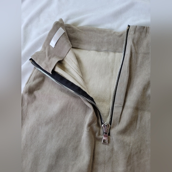 Rue Amano khaki/tan suede faux wrap mini skirt XS - Picture 10 of 11